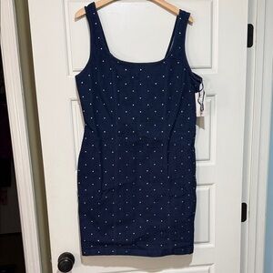 Denim rhinestone studded Mini Dress rodeo cowgirl 1x new plus